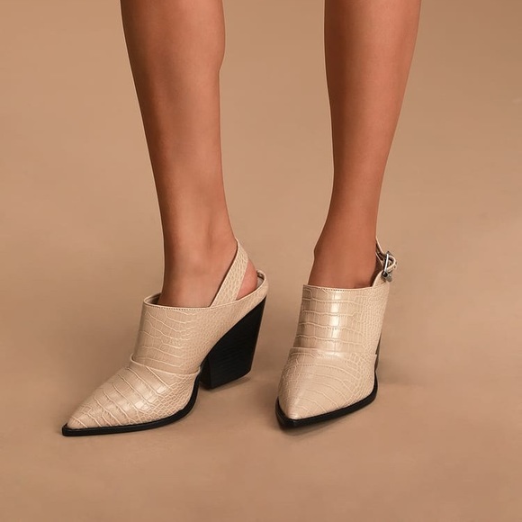 Chinese Laundry Shoes - NEW Crocodile Embossed Pointed-Toe Slingback Mules